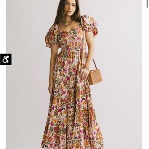 Bohme Robbie Floral Midi Dress in Pink NWT